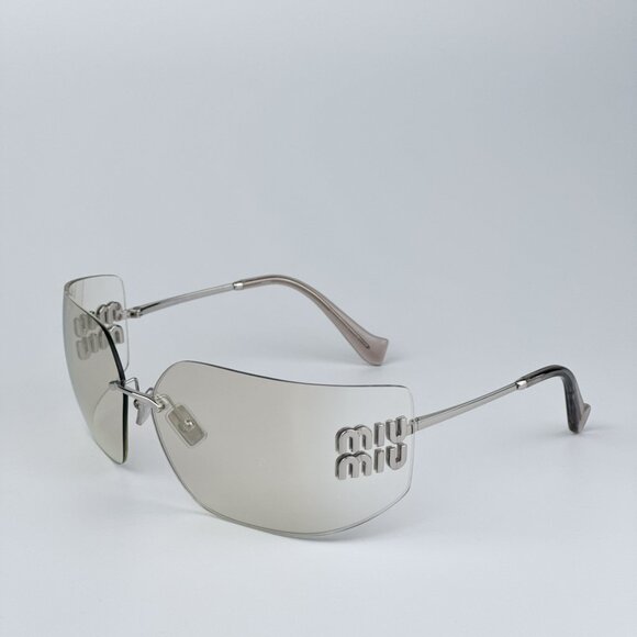 Miu Miu MU54YS 1BC10F BRAND NEW Sunglasses Silver Gold Mirror Wraparound… main image 10